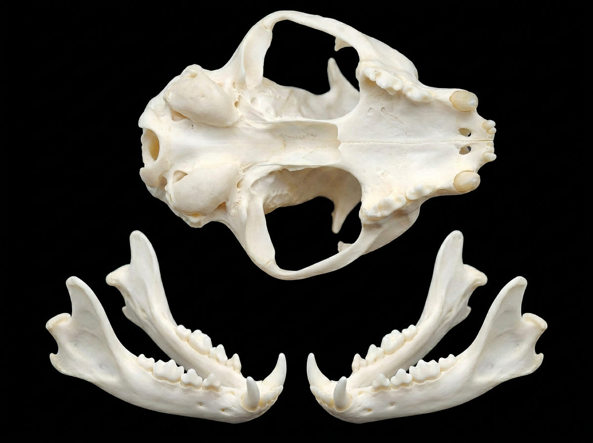 Fully Finished Bobcat Skull - underside with jaw