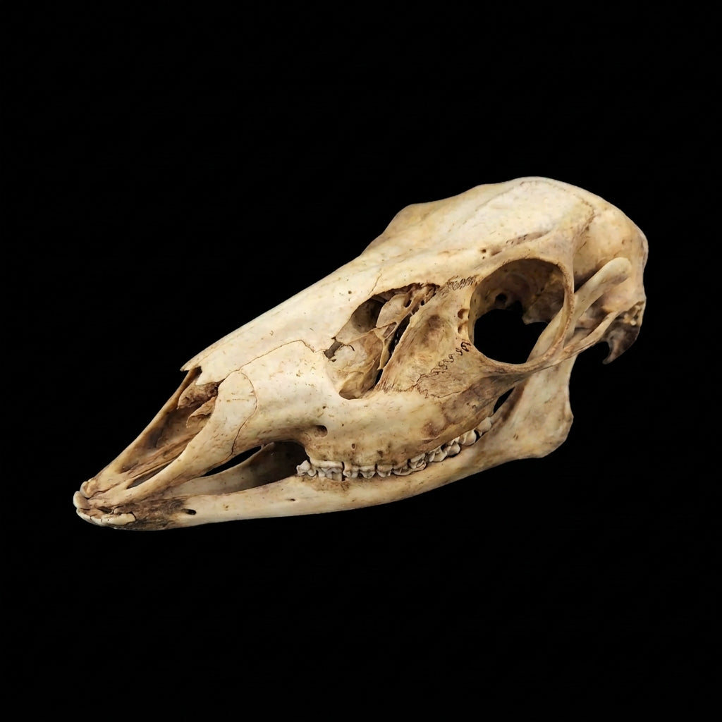 Beetle-cleaned whitetail deer doe skull